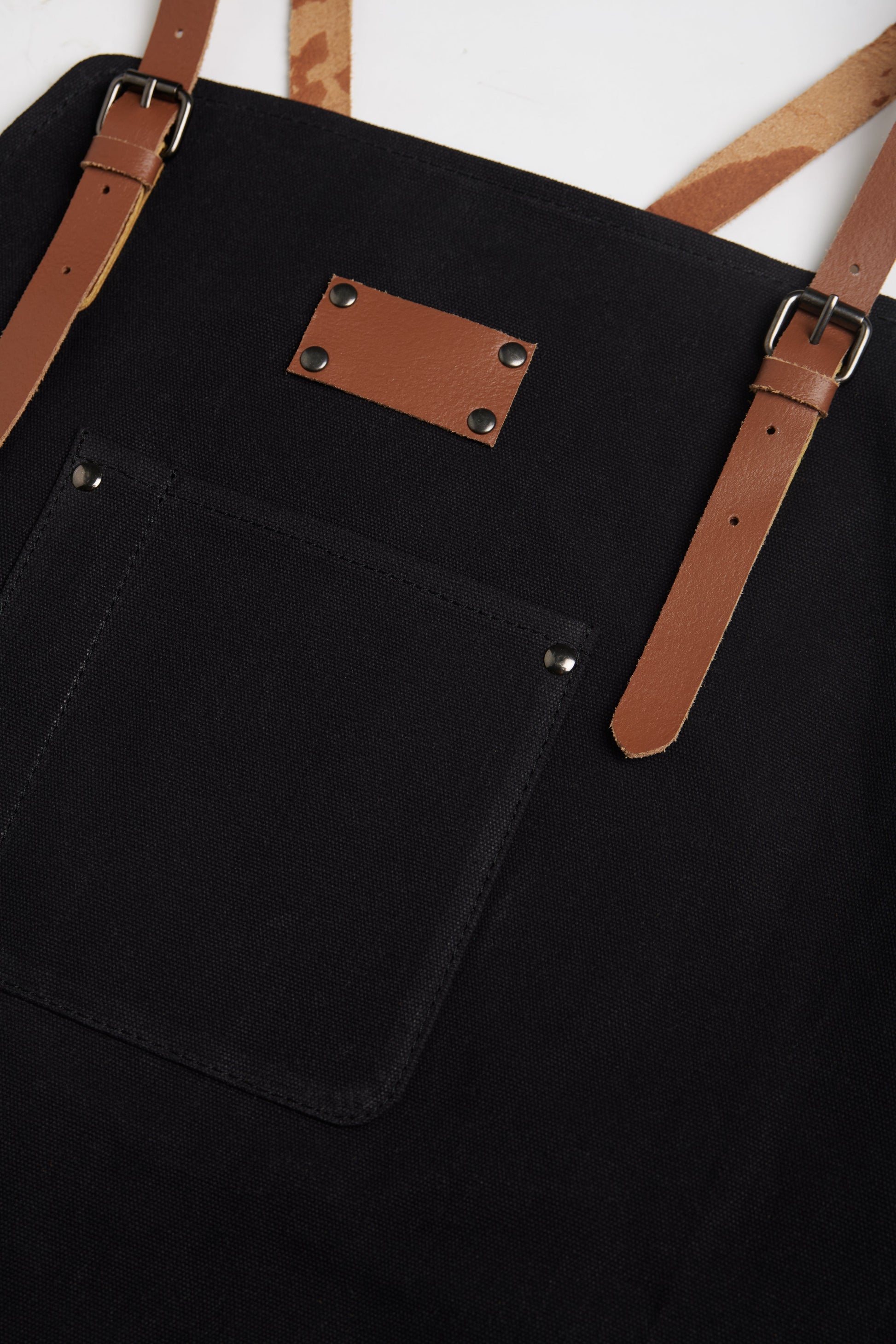 Waxed Canvas Work Apron with Leather Straps & Utility Pockets