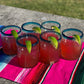 Aqua Rim Tumbler Glasses - Set of 6