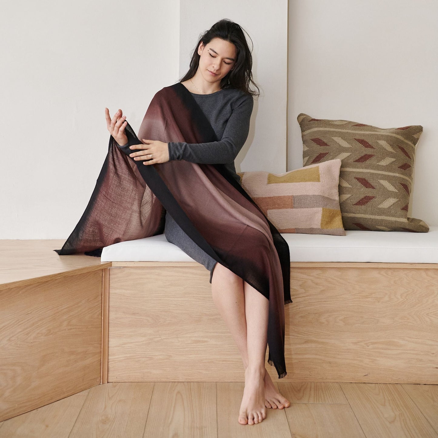 Iris Mink Cashmere Merino Handwoven Scarf