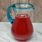 Hand Blown Glass Pitcher – Aqua Rim and Handle