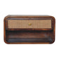 Solid Wood Chestnut Wall-Mounted Open Woven Bedside Table