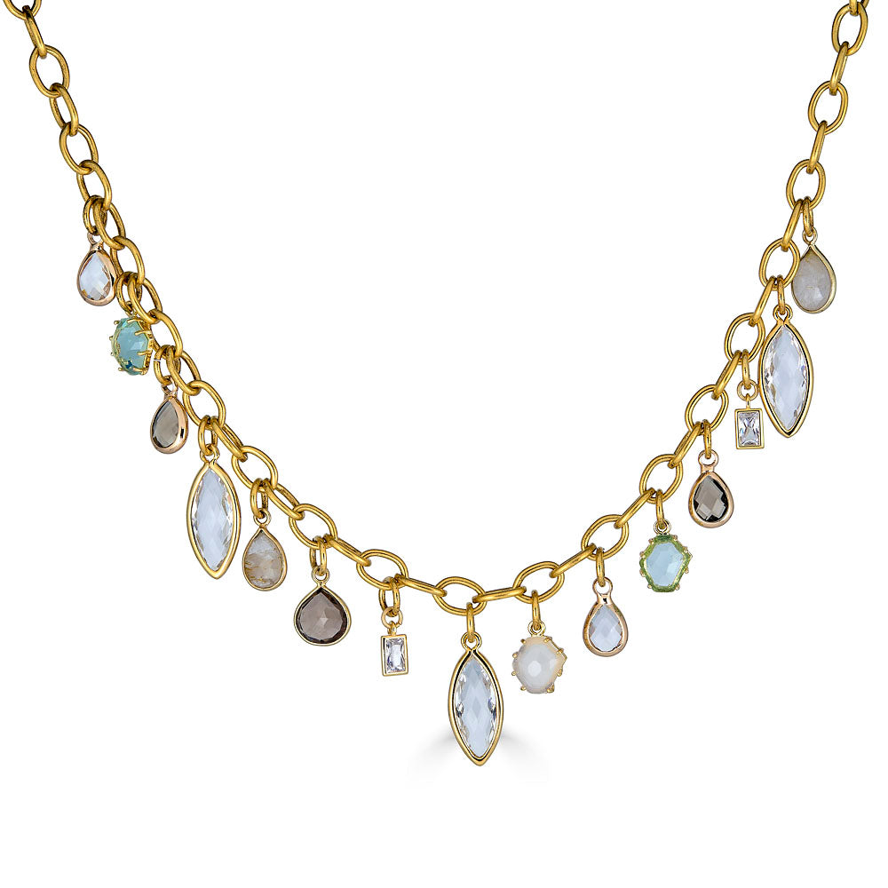 Single Strand Gemstone Charm Necklace