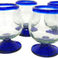 Cobalt Blue Rim Cognac Snifter Tequila Glasses - Set of 4