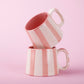 Ceramic Pink Stripe  Coffee cup- 220ml - 3.5 x 2.5 Inches (Set of 4)