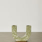 U-shaped Olive Terrazzo Taper Candle Holder