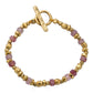 Pink Strawberry Quartz and Gold Bead Bracelet