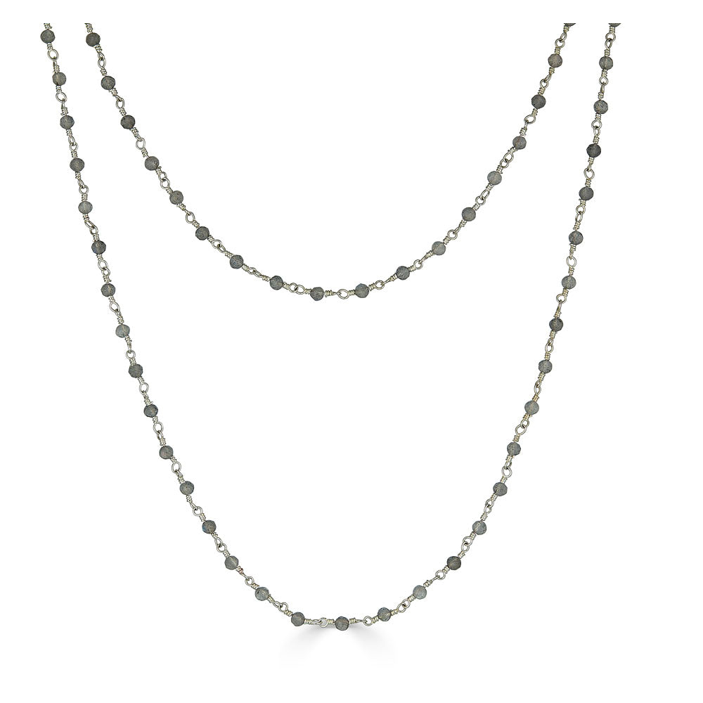 Silver Two Strand Delicate Labradorite Necklace