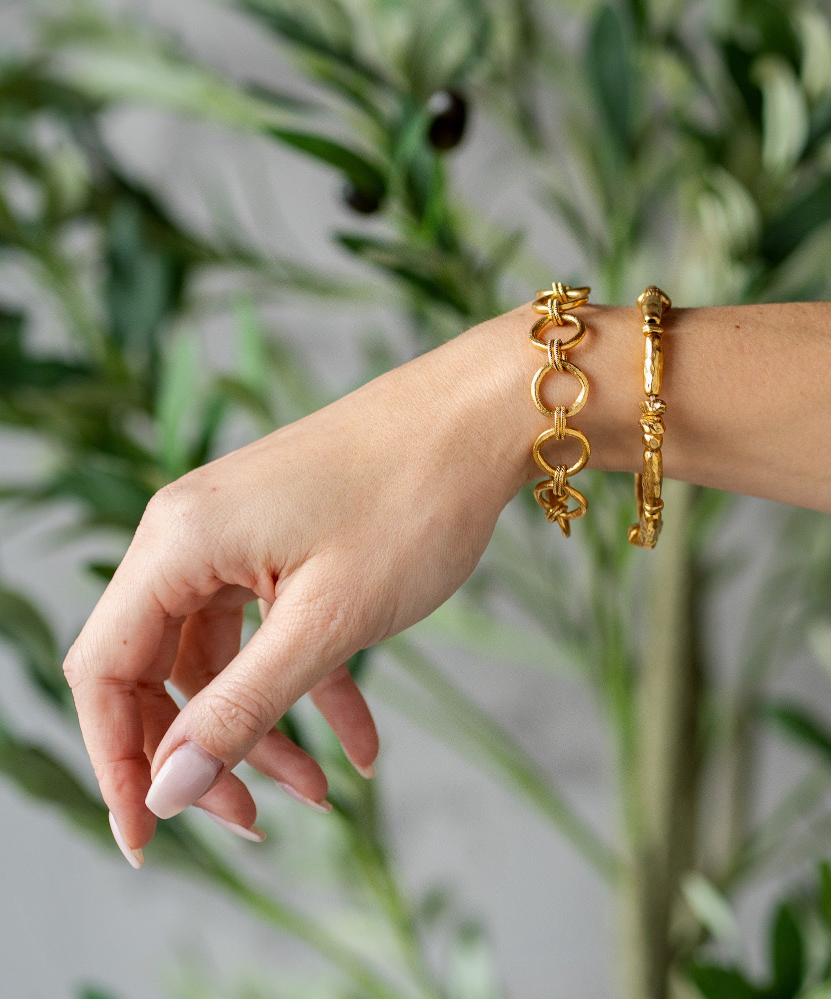 Gold Mixed Metal Organic Bead Bracelet