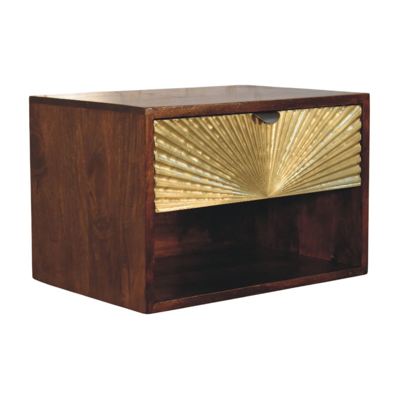 Solid Wood Sunburst Wall-Mounted Bedside