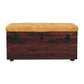 Solid Wood Tan Leather Storage Trunk Bench
