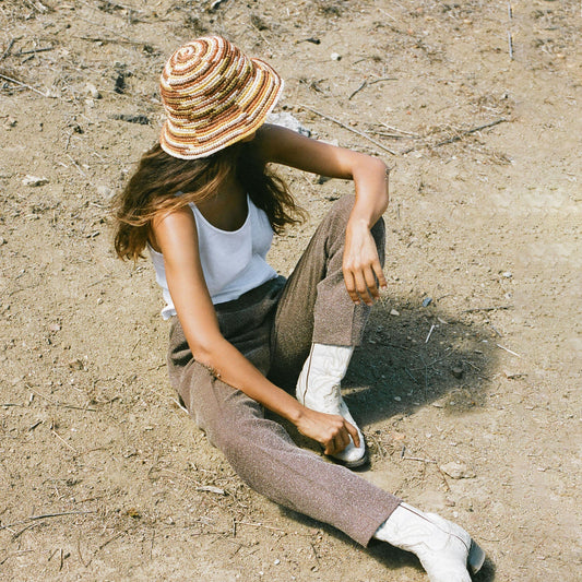 [WS] Woven Bucket Hat - Crocheted Multicolor Stripe