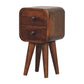 Solid Wood Extra Mini Curved Chestnut Nightstand