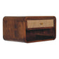 Solid Wood Chestnut Wall-Mounted Open Woven Bedside Table