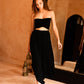 Winona Smocked Tube Top & Asymmetrical Pants Set in Black