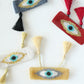 Evil Eye Tassel Bracelet Set White
