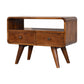 Solid Wood Mini Chestnut Curved Media Unit