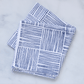 S/2 Tea Towel Set - Lotus & Stripe, Navy