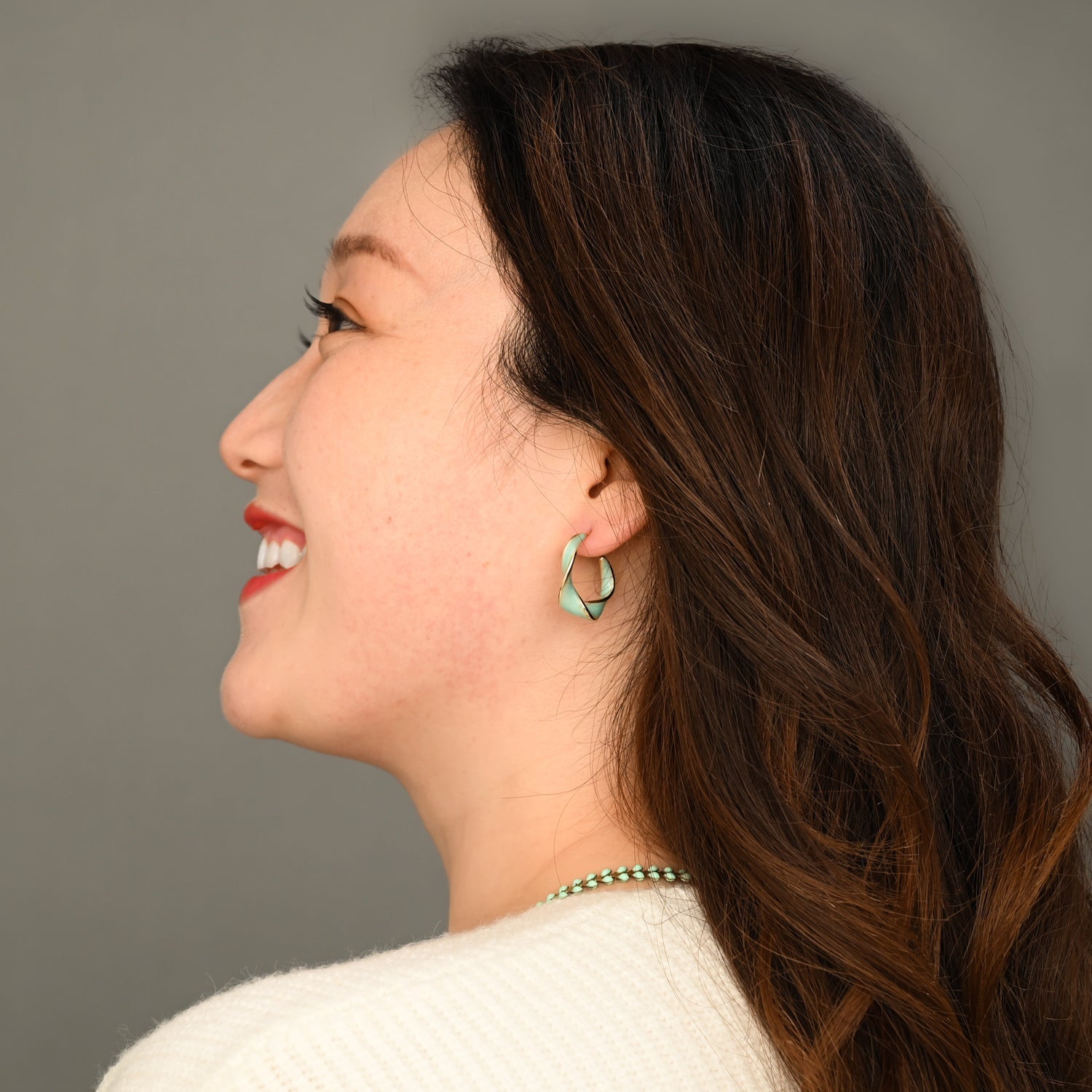 With a Twist Hoops in Mint