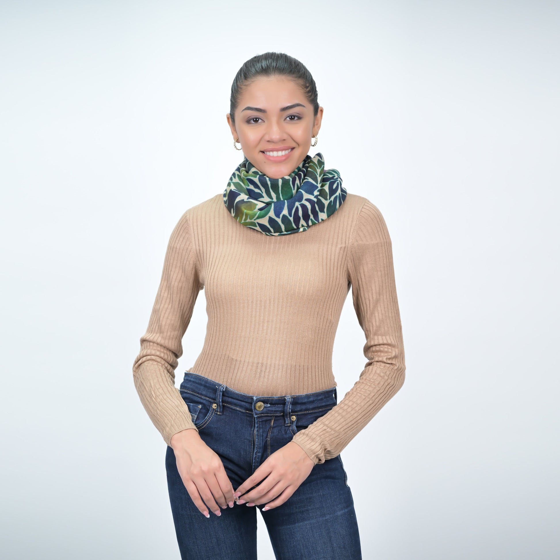 Fern Wool Twill Scarf - Blue Green
