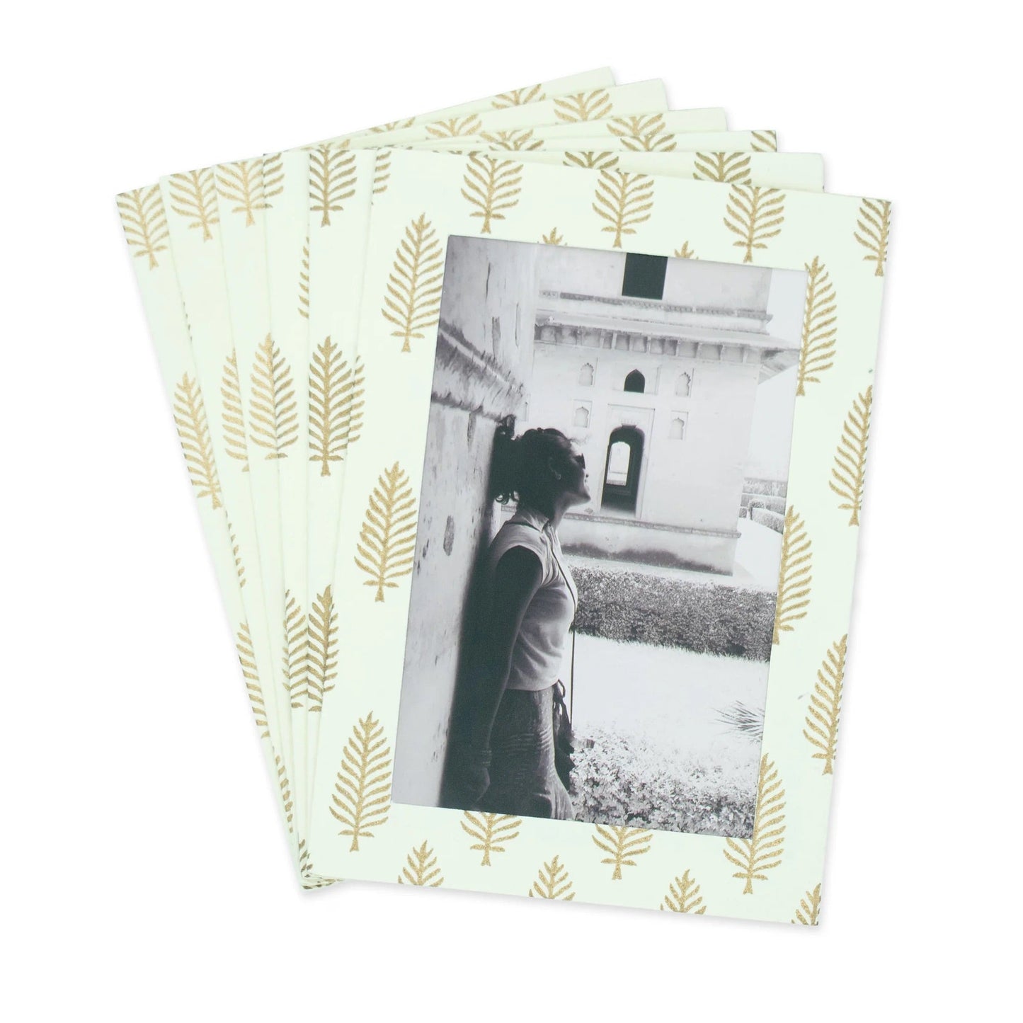 Handmade Photo Note Cards | Upcycled Tree-Free Paper | GOLDEN LEAF | Fair Trade | Set of 8