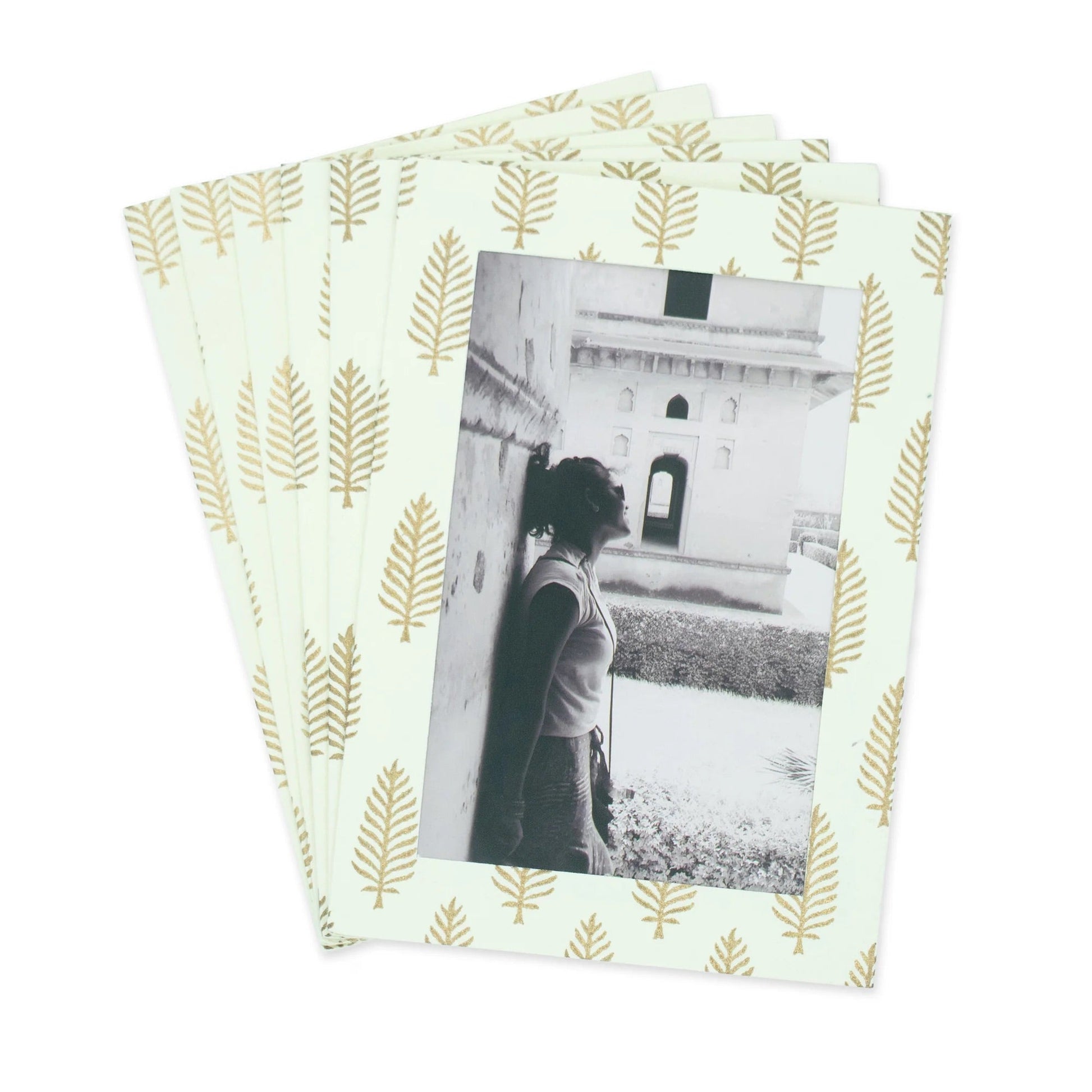 Handmade Photo Note Cards | Upcycled Tree-Free Paper | GOLDEN LEAF | Fair Trade | Set of 8