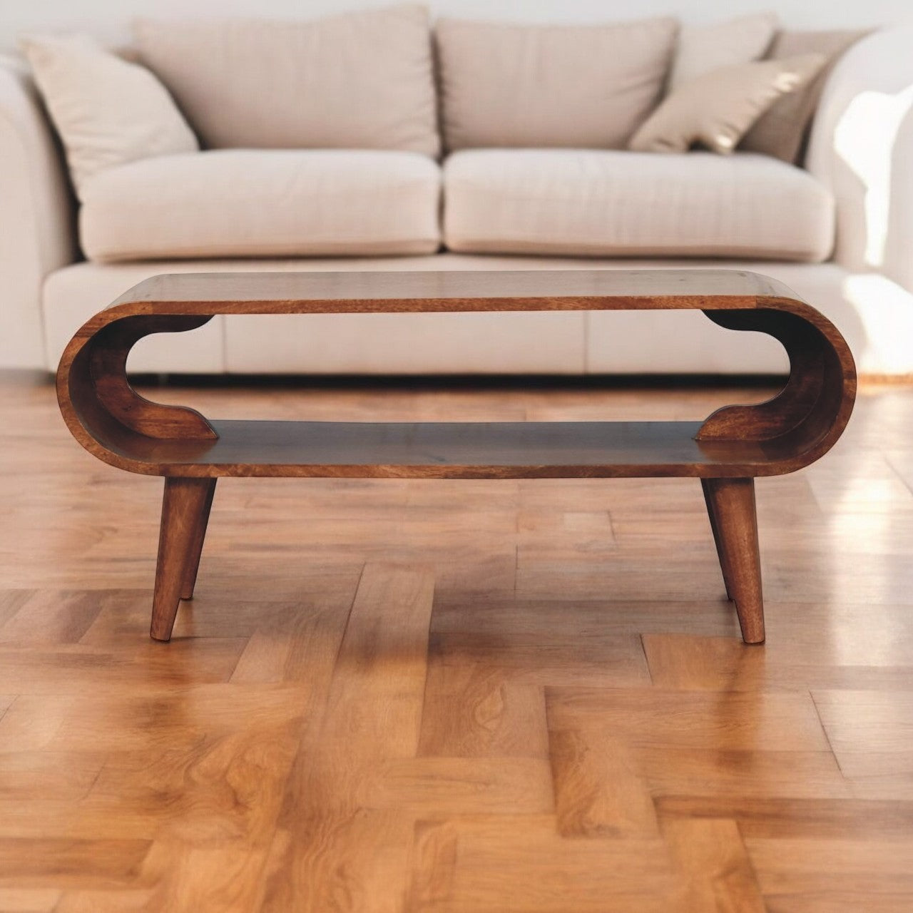 Solid Wood Amaya Nordic Style Honey Caramel Coffee Table