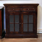 Solid Wood Light Walnut Cabinet with Glazed Doors