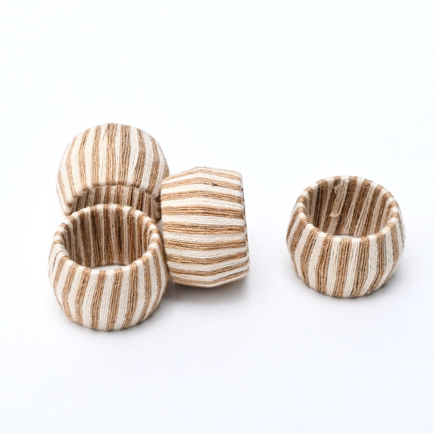 Thread Napkin Rings | Set of 4 | 100% Mango Wood | 1.57" dia