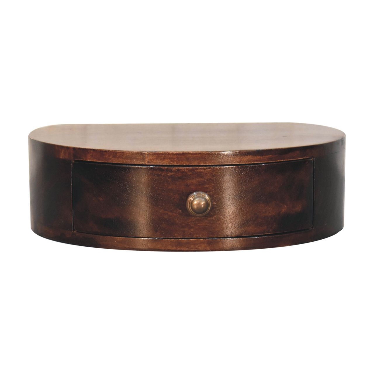 Solid Wood California Walnut Wall-Mounted Rounded Bedside Table