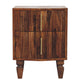 Solid Wood Harper Ribbed Chestnut Bedside 2 Drawers Brown
