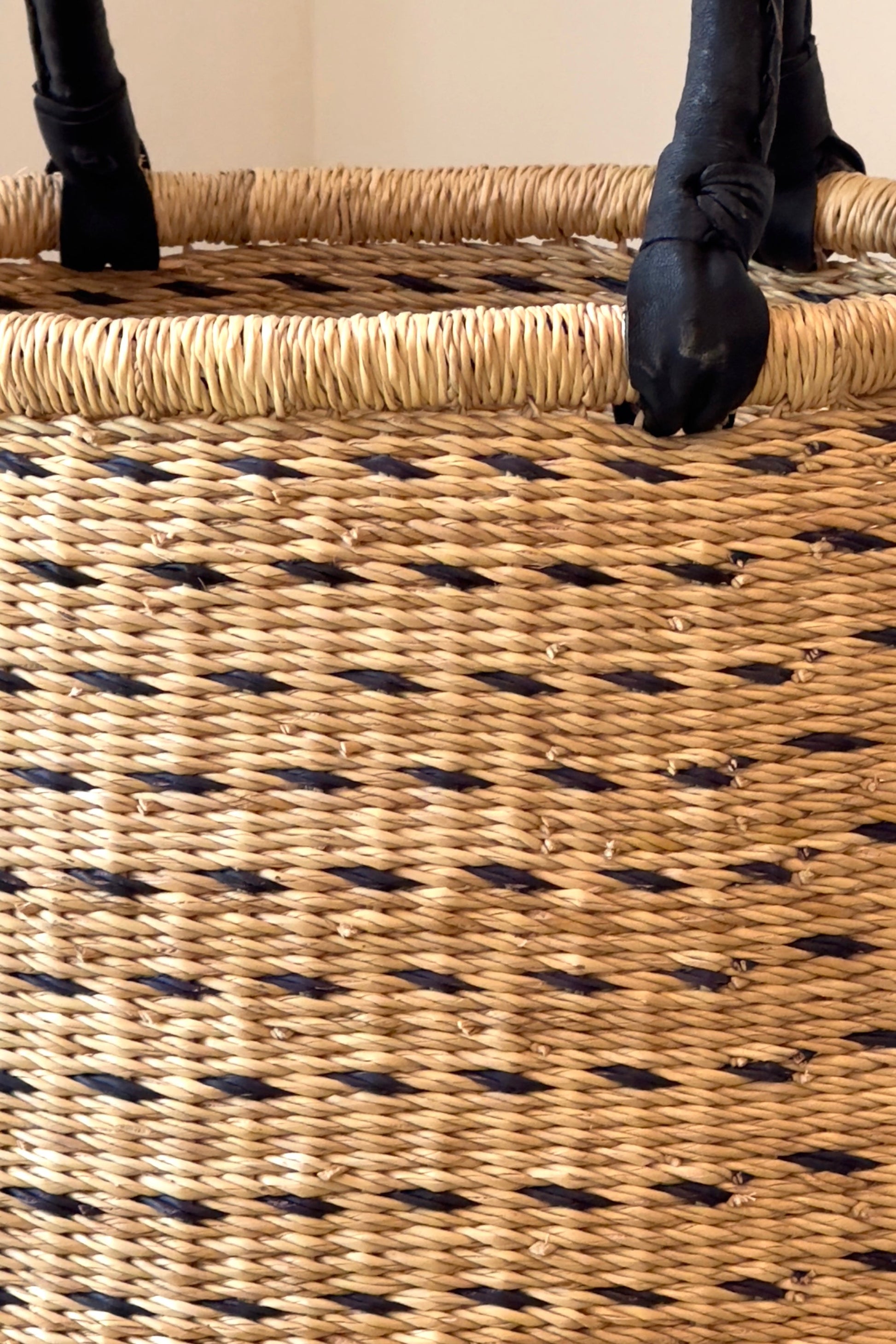 Natural w/ Black Horizontal Dashes Laundry Hamper