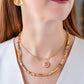 Pink Strawberry Quartz Bead Necklace