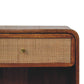 Solid Wood Chestnut Open Woven Bedside Table
