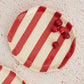 Ceramic Red stripe plate, 6.3x6.3 Inches ( Set of 2 )