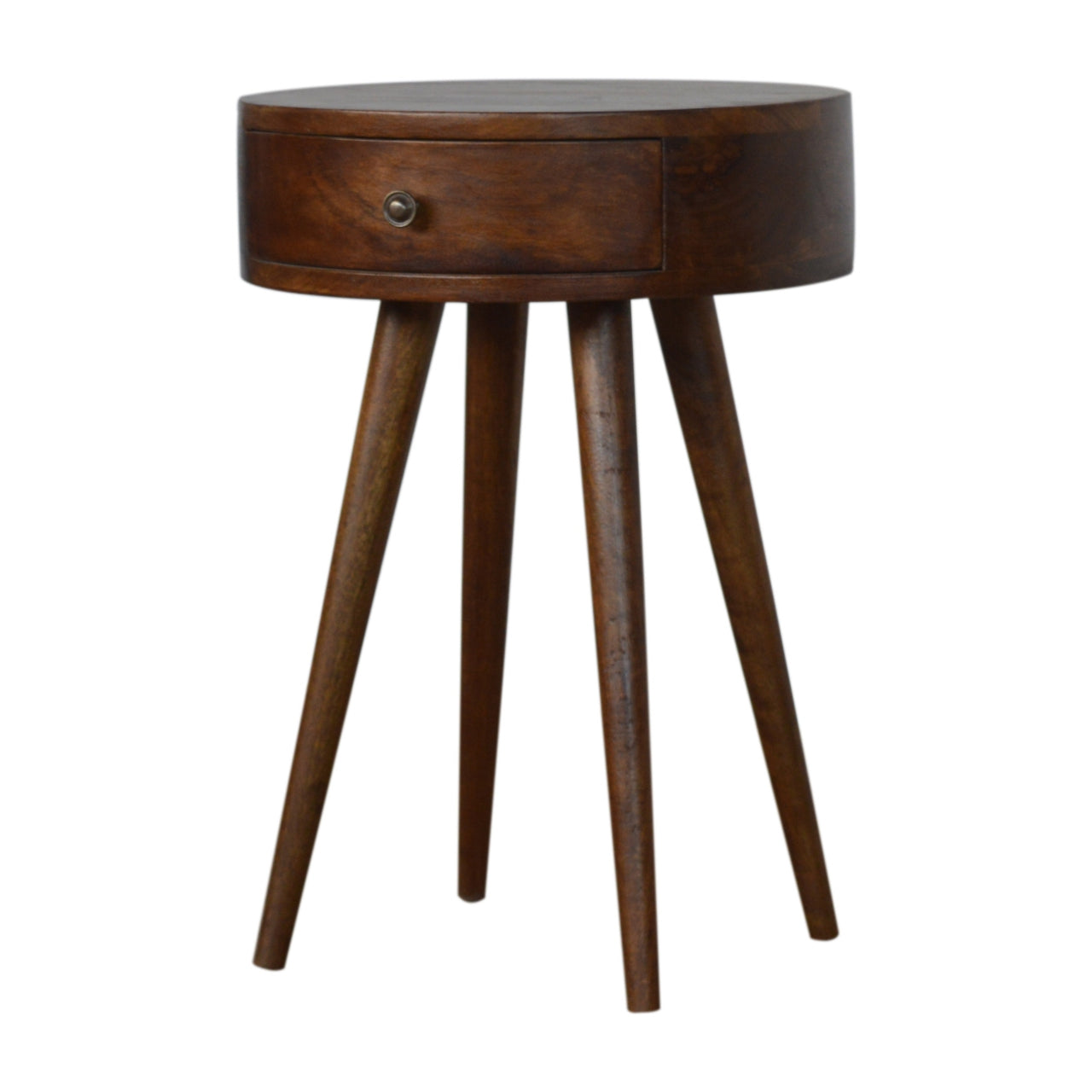 Solid Wood Nordic Chestnut Circular Nightstand