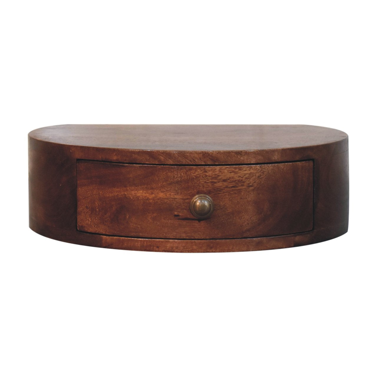 Solid Wood Honey Caramel Wall-Mounted Rounded Bedside Table