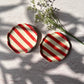 Ceramic Red stripe plate, 6.3x6.3 Inches ( Set of 2 )
