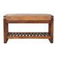 Solid Wood Small Buffalo Slatted Bench