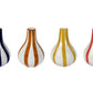 Ceramic Stripe  bud vase, Red -  3.5 x 3.5 x 4.75 Inches ( Set of 4 )