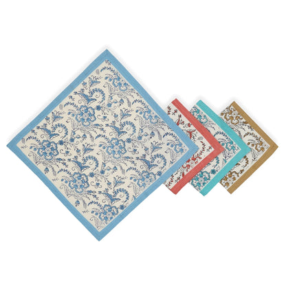 STREAMLINE 16"x16" Hand Block Printed Napkins - Set of 4. Cotton - Fair Trade - Artisan Made