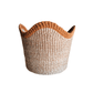 Abaca Scallop Basket with Orange Border – Handwoven Floor Basket | LIKHÂ