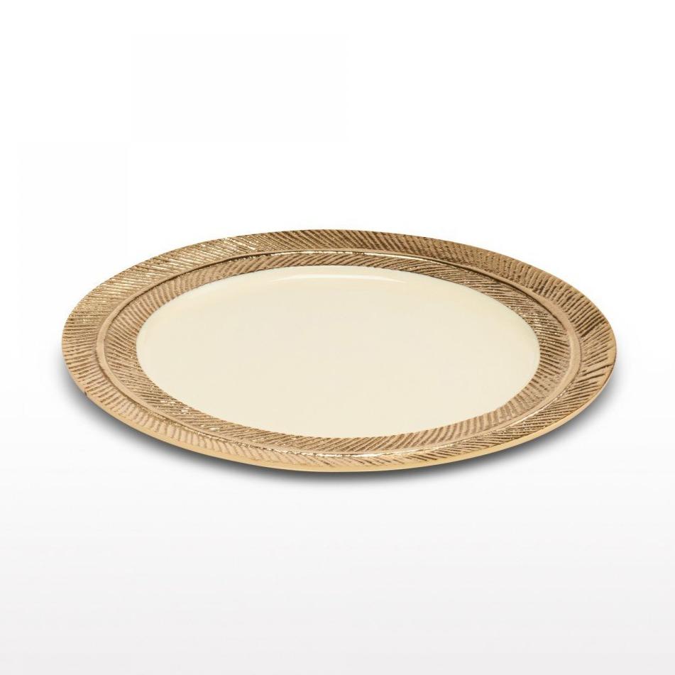 Feather Plates Gold/Oyster - In Stock