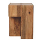 Solid Wood Travertine Top Block Side Table