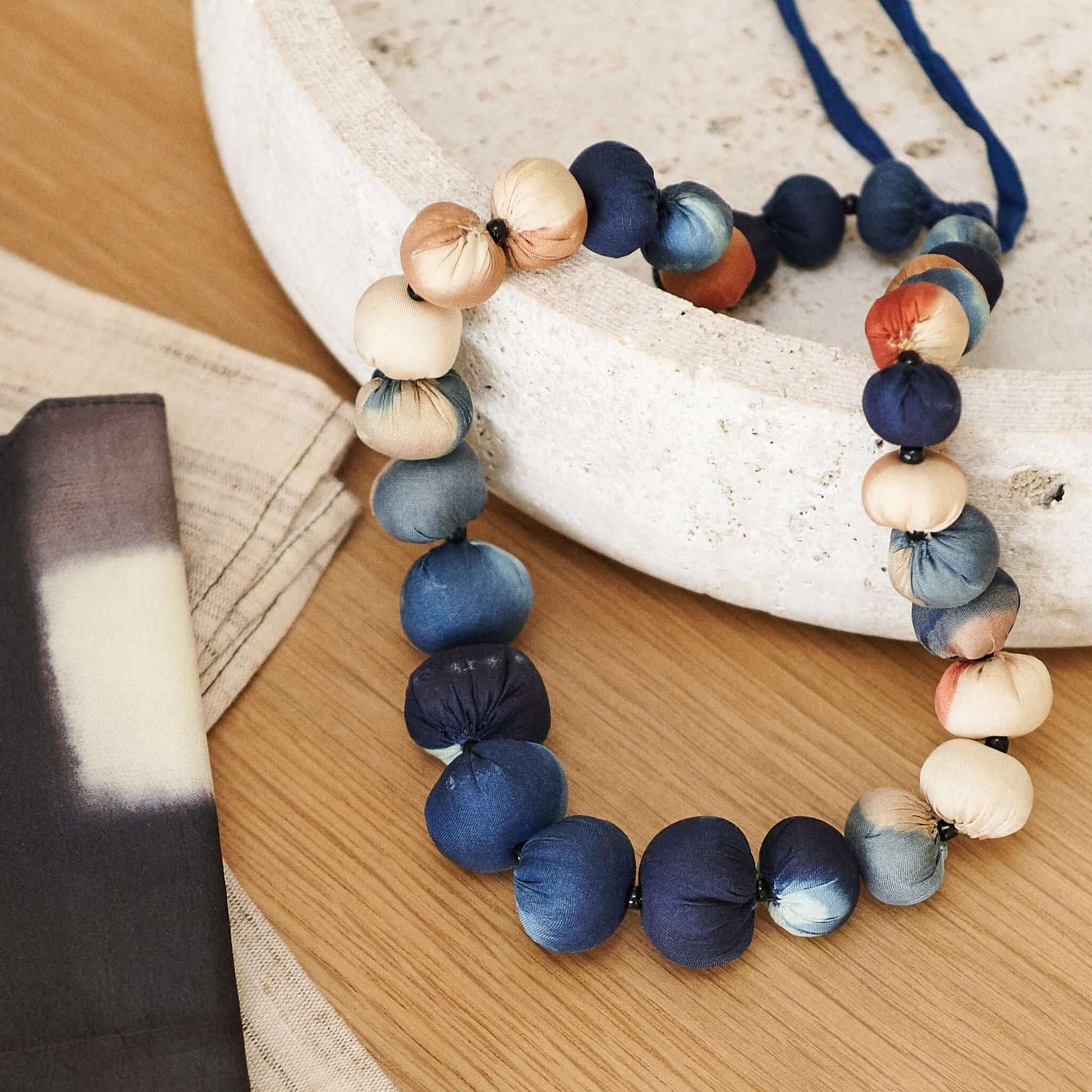 Mihika Silk Beaded Necklace Modern Artisanal— Indigold