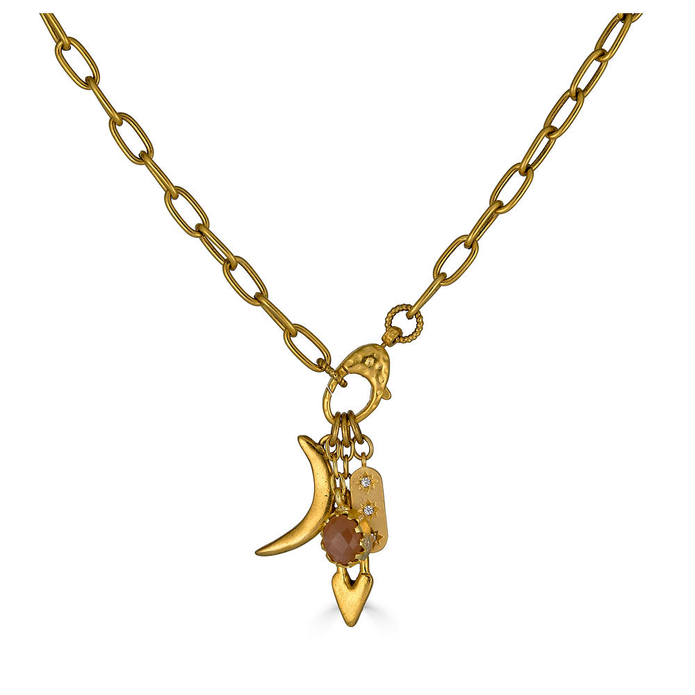 Peach Moonstone Talisman Drop Necklace