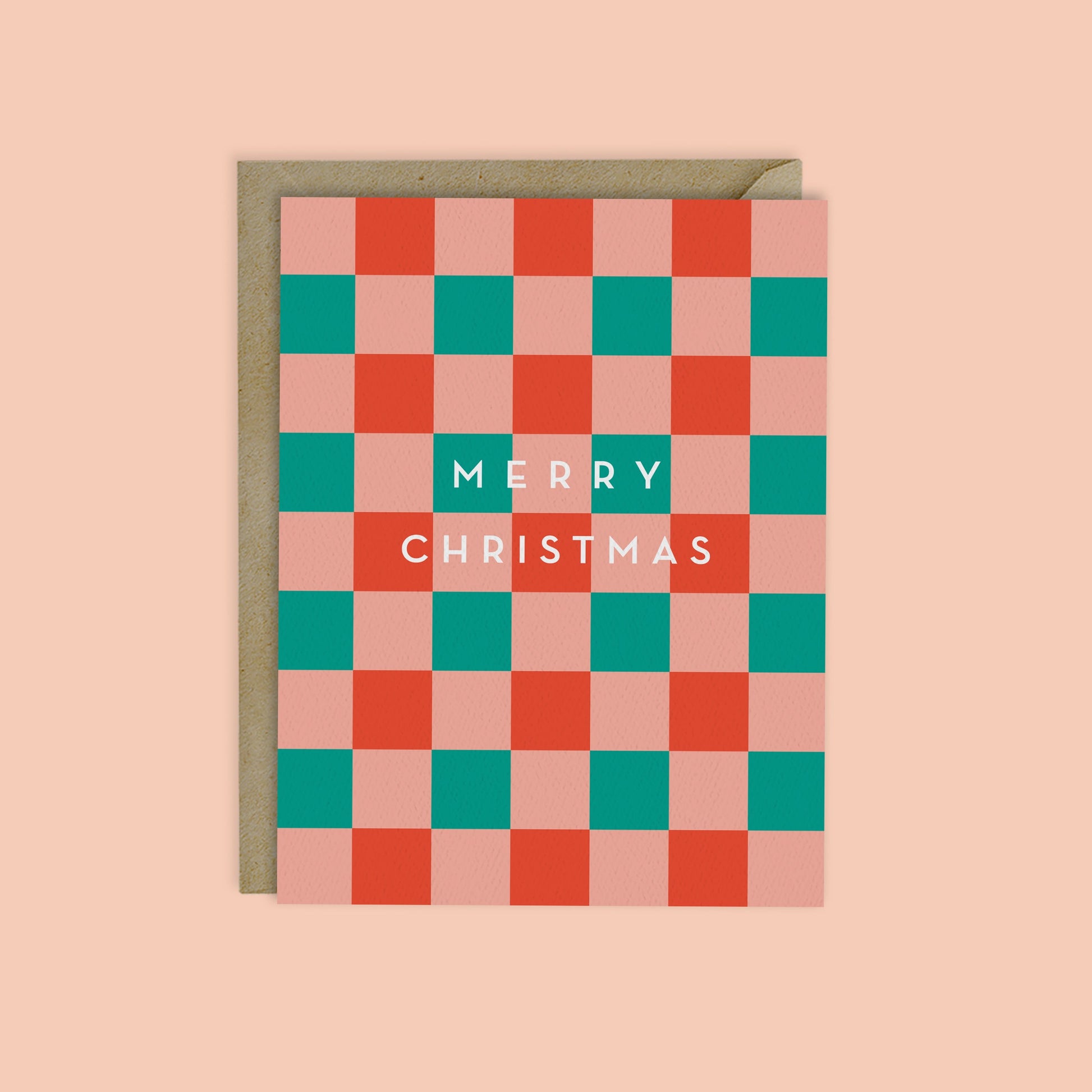 Merry Christmas Checkerboard Card-Boxed Set of 8 cards