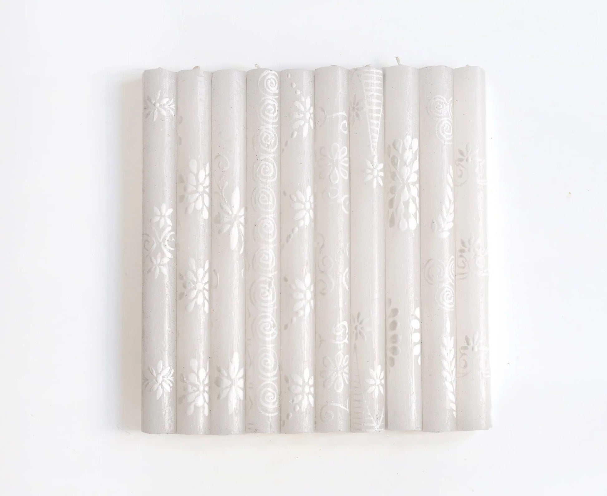 White on White Painted Candles