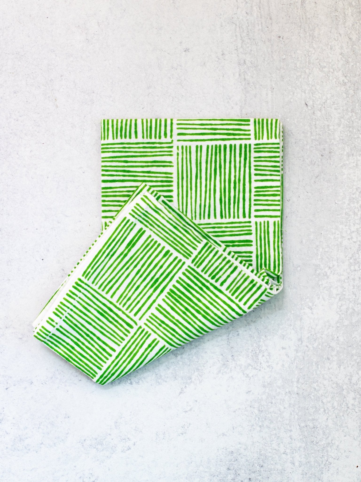 S/2 Tea Towel Set - Palmetto & Stripe, Green