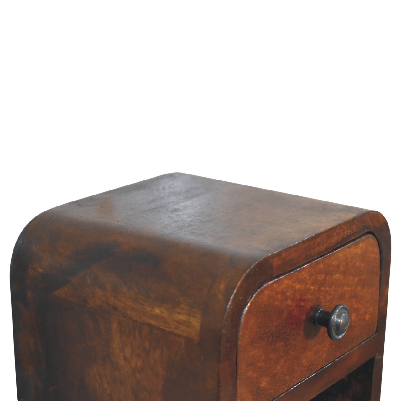 Extra Mini Curved Chestnut Bedside Table