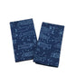 Set of 4 Navy Hand Block Print Cotton Napkins, Fish Pattern Coastal Table Linens